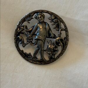 Vintage Silver Brooch with Floral Design